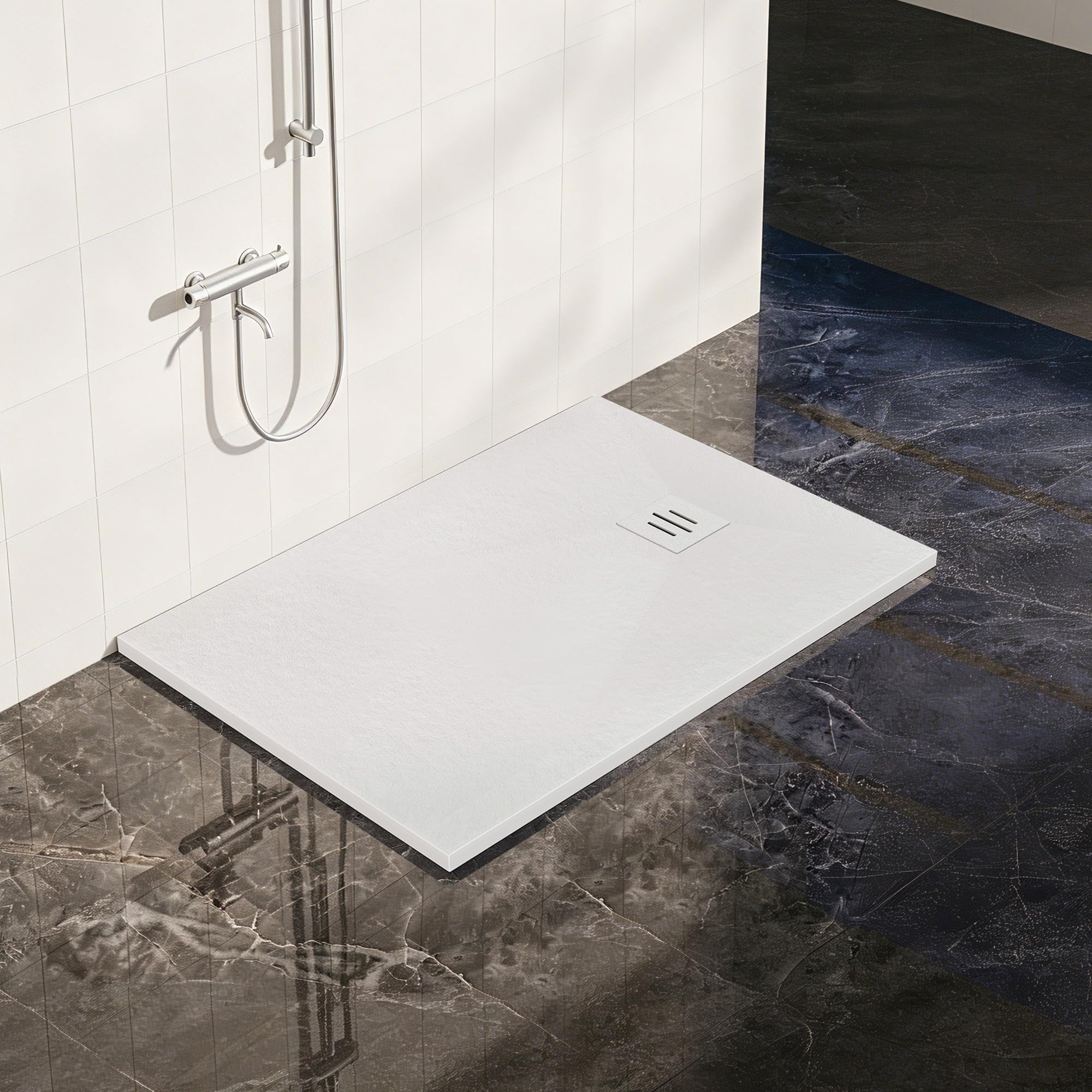 1200 x 800mm Rectangular SMC Shower Base Tray Anti Slip White