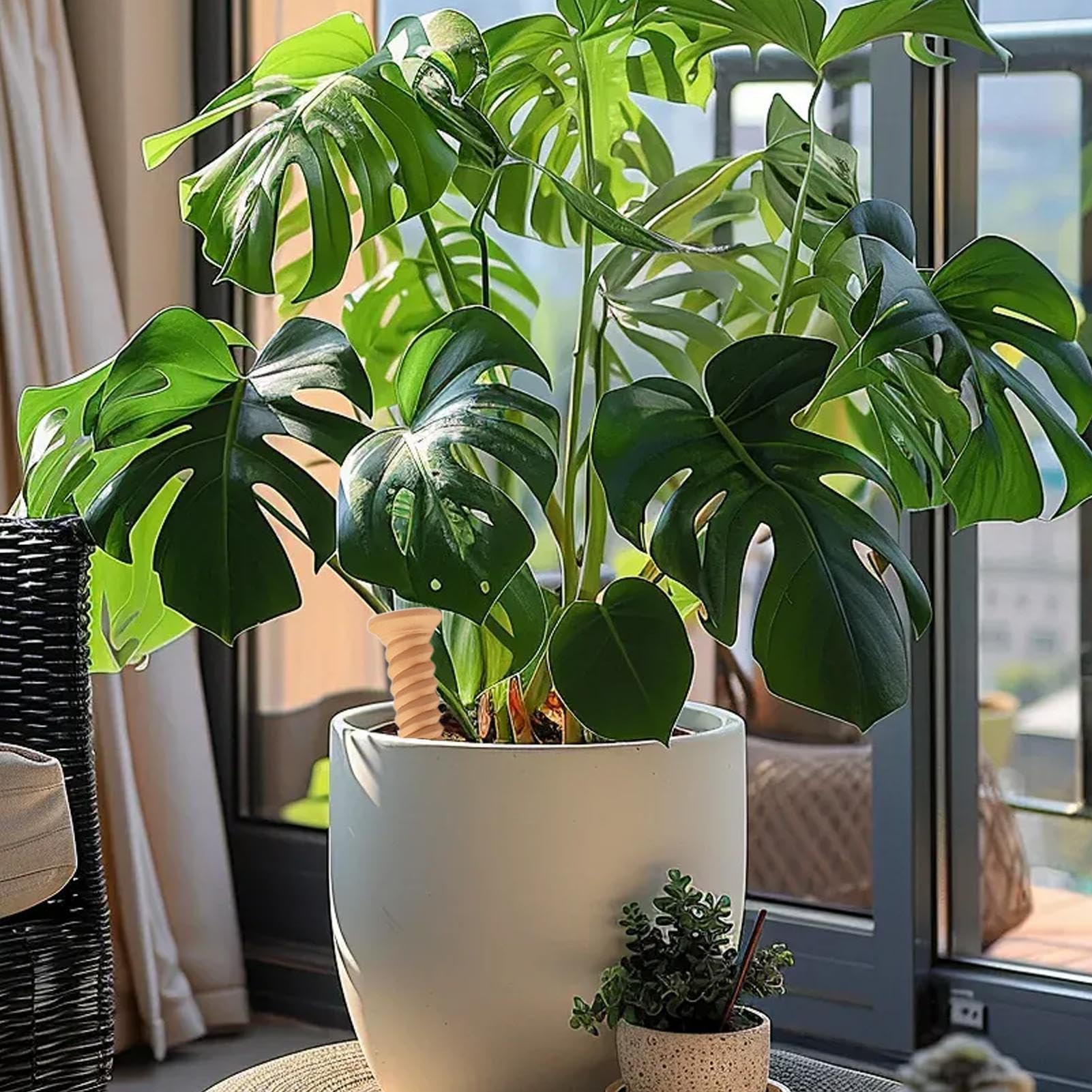 Plant Terracotta Waterer - Screw Automatic Watering Device | 4X Automatic Screws-Shaped Spikes | Clay Plant Garden Watering Stakes, Auto-Water Irrigation System Easy Setup for Indoor/Outdoor Plant