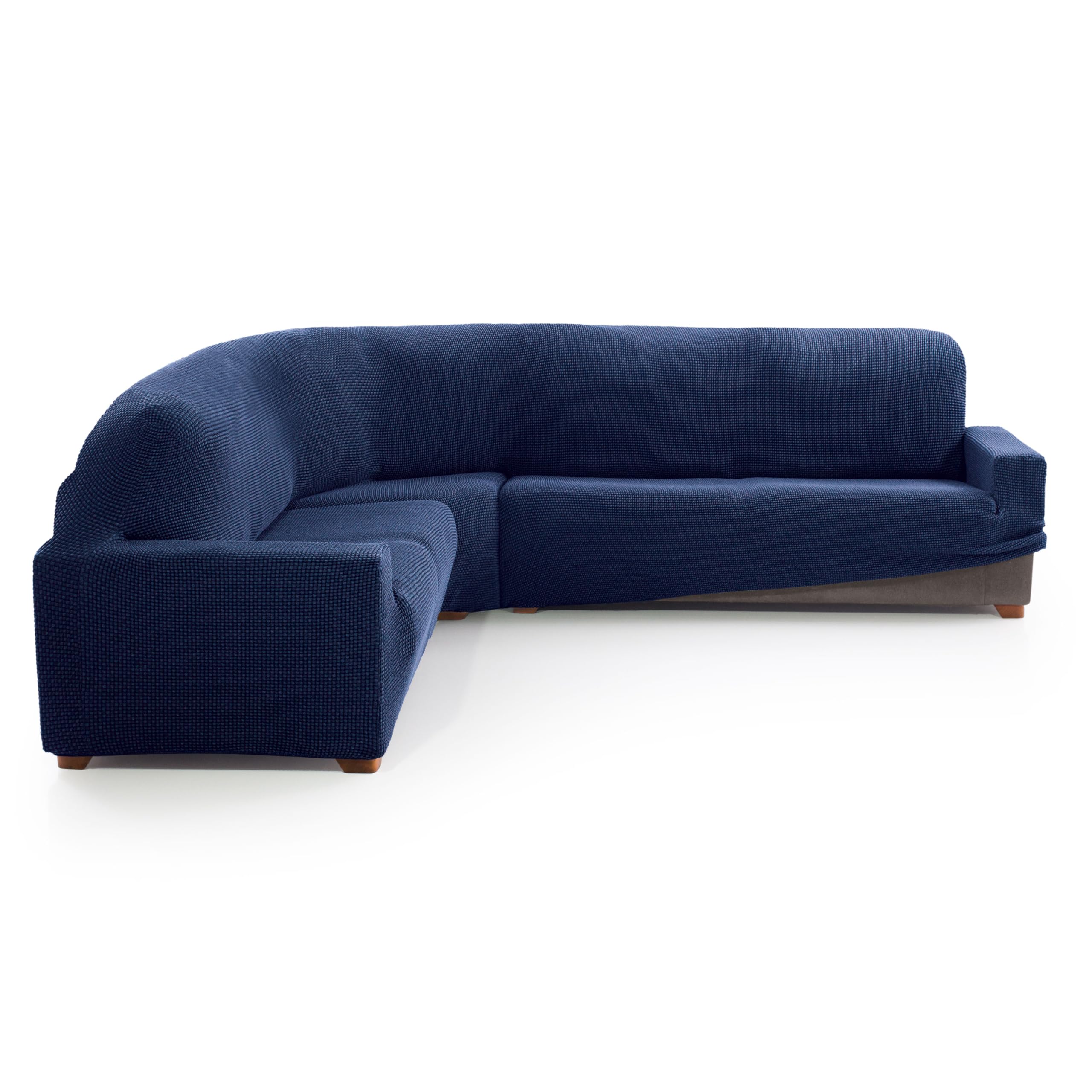 MAXIFUNDAS FUNDAS DE SOFA & CHAISE LONGUE. Corner Sofa Cover Relive Navy Blue Super Elastic Protective Cover for Corner Sofa