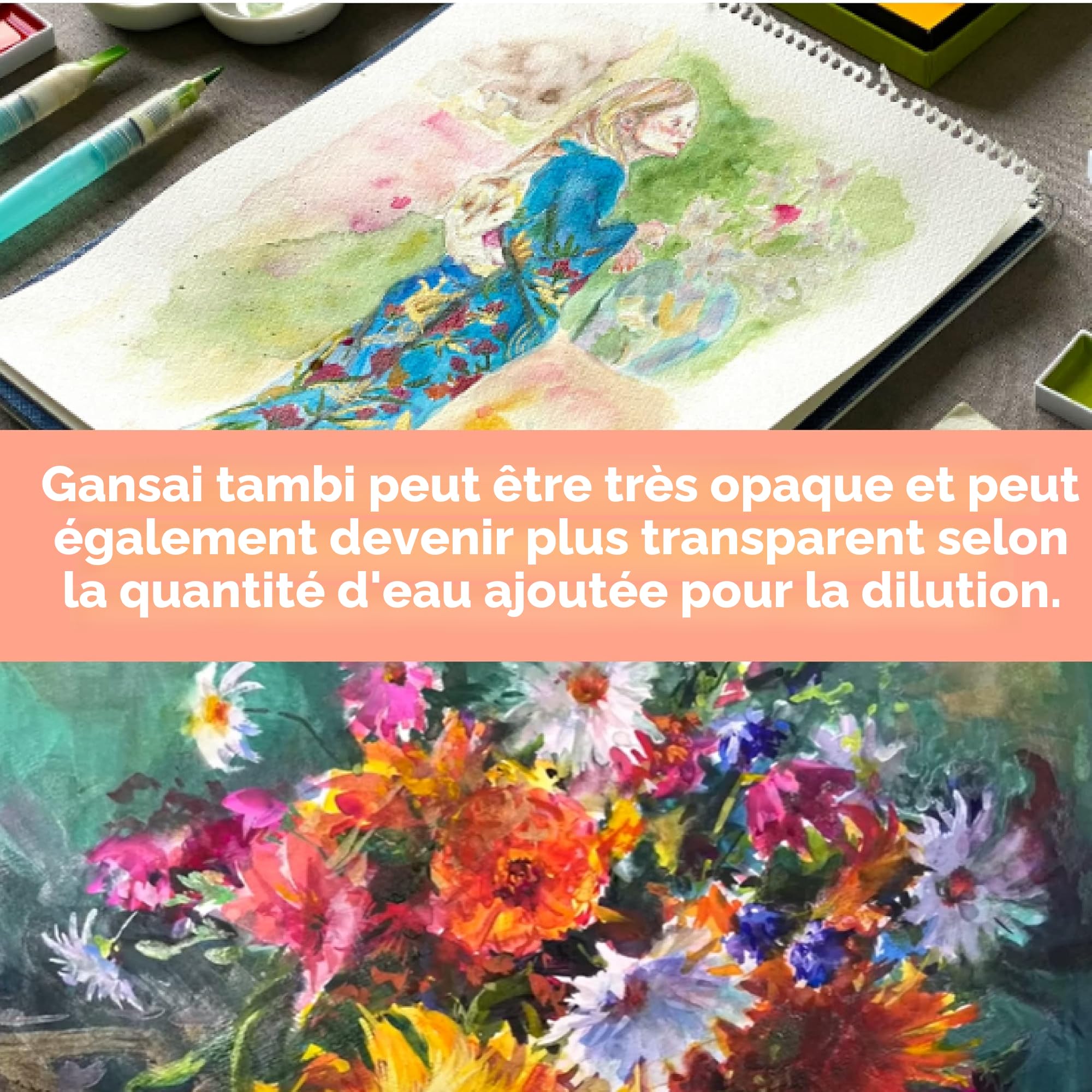 Kuretake GANSAI TAMBI Set de peinture aquarelle 24 couleurs II - Art nouveau, Matériel artistique de qualité professionnelle pour la peinture et le dessin, Non toxique, Fabriqué au Japon