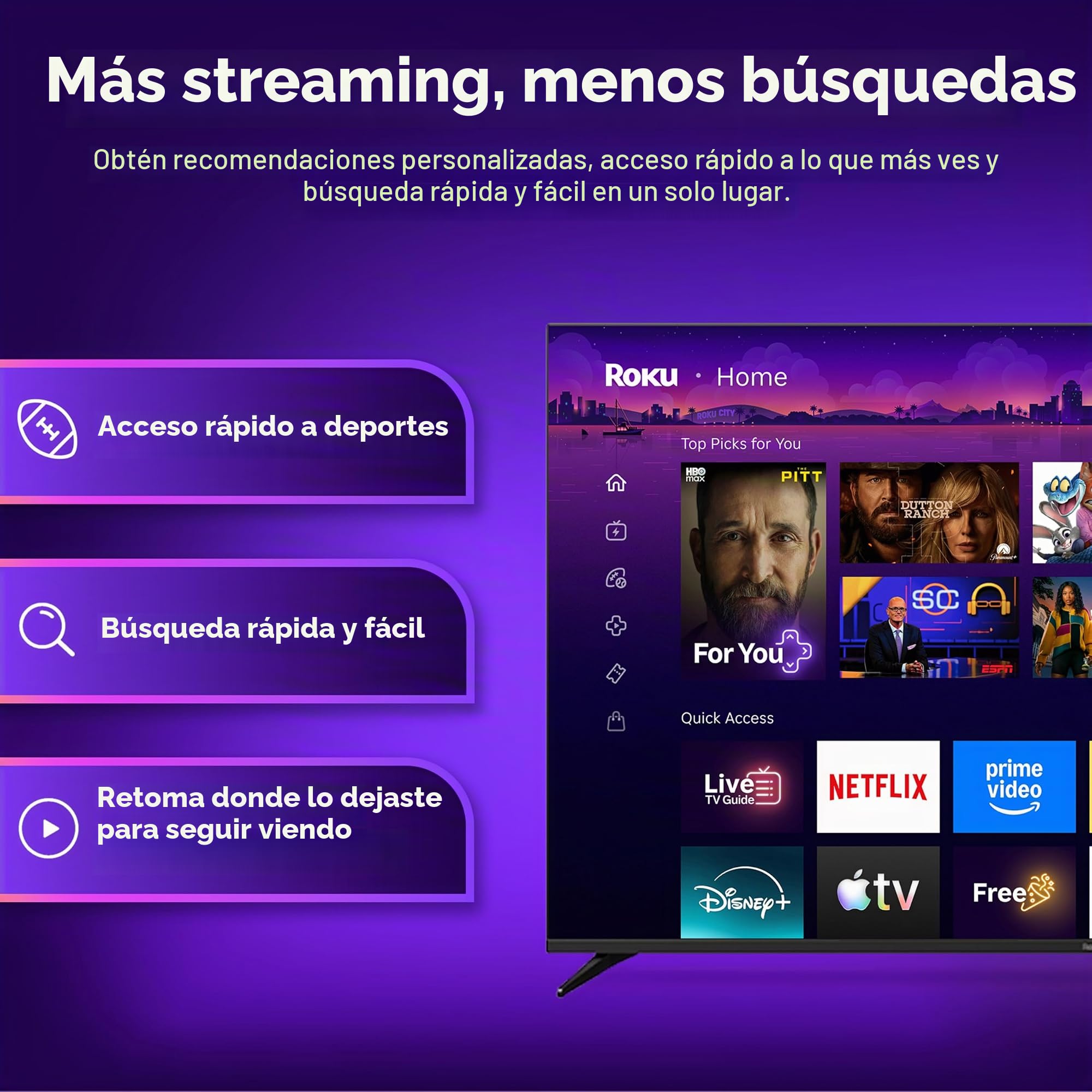 Roku Streaming Stick HD 2025: Dispositivo de transmisión Roku para TV con Control Remoto de Voz, TV Gratis y en Vivo
