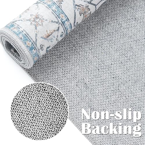 Miniatura 4 de jinchan Alfombra navideña de 2 x 3 pulgadas, para entrada, estilo bohemio, antideslizante, lavable, para interiores, pequeña, con estampado floral