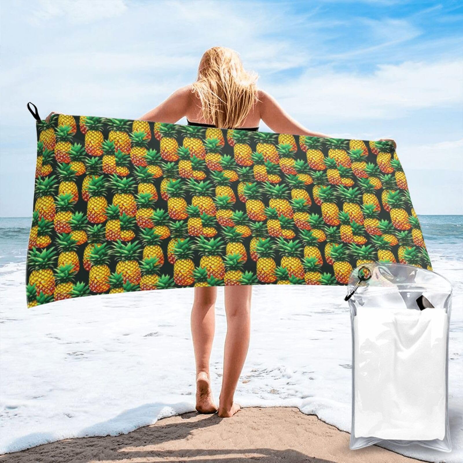 AYYQWE Tropical Fruit Pineapples Print Lightweight Towel For Men Women Travel Beach Camping Hiking Yoga Swimming Sports