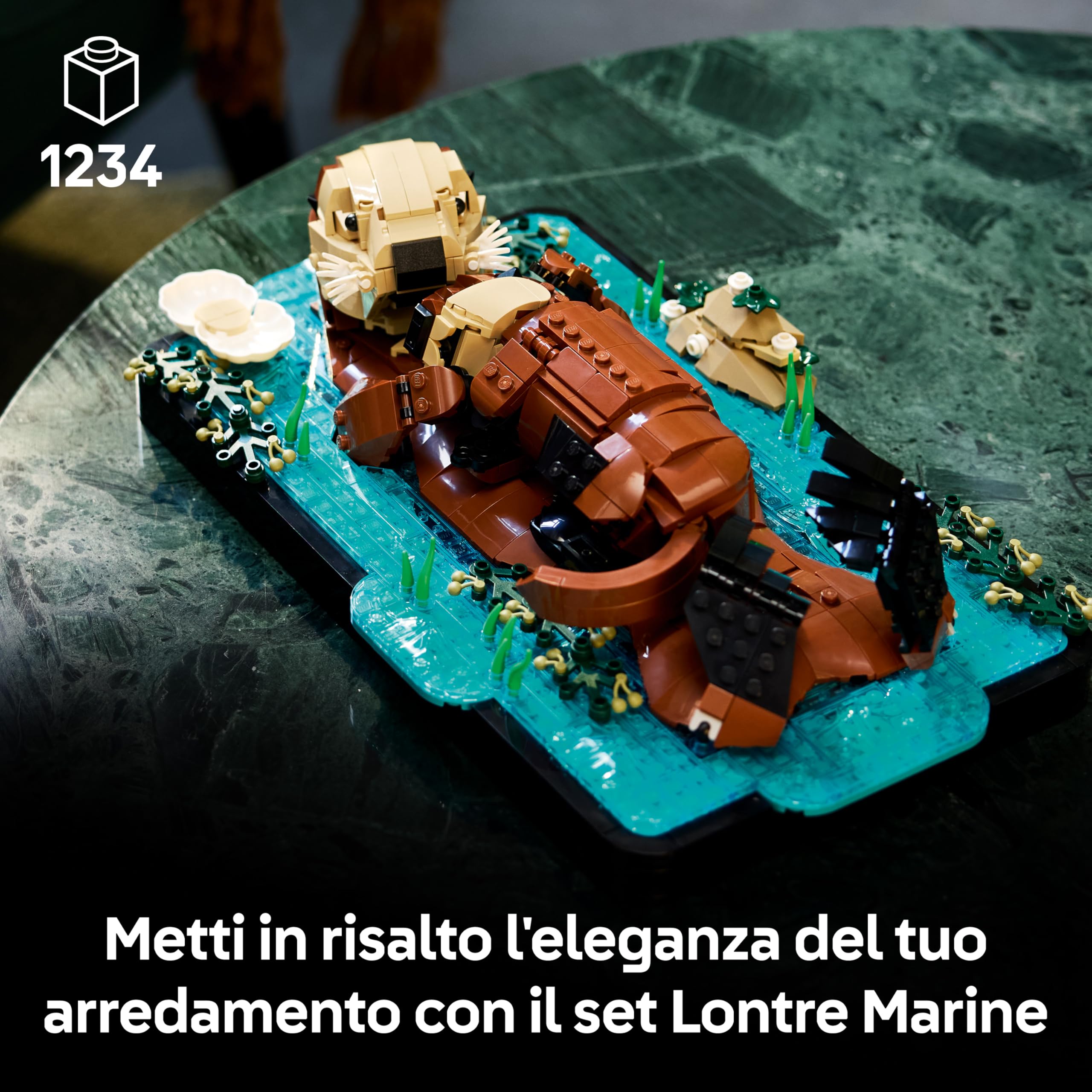 LEGO Ideas Lontre Marine - Kit di Modellismo per Adulti - Modello 3D da Esposizione con Figure di Animali Lontra e Cucciolo - Decorazione per Camera da Letto Fai da Te - Idea Regalo Artigianale 21366