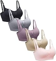 Suekaphin 5-Pack Wireless Nursing Bras for Maternity, Sleeping & Breastfeeding - Soft Comfort Support