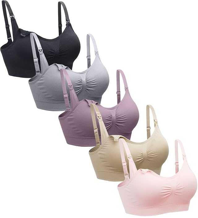 Suekaphin 5PACK Nursing Bra Wireless Bra Womens Sleeping Maternity Bra Breastfeeding Bra