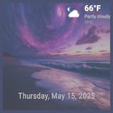 Playa morada de noche con olas del océano: TV relajante para dormir con hora, fecha y clima