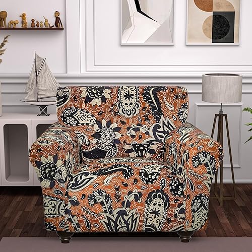 Miniatura 7 de Fundas elásticas para sofá, Fundas de sofá con estampado floral, 2 piezas de funda para sillón con funda de sección separada, Funda lavable para