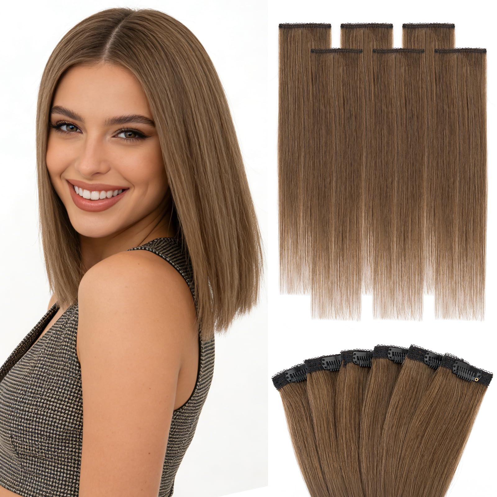 6 Clips Mini Real Human Hair Extensions 10 Inch Lightweight Volume Boost Layla Curl Natural Virgin Human Hair Extensions - True +  main image 4