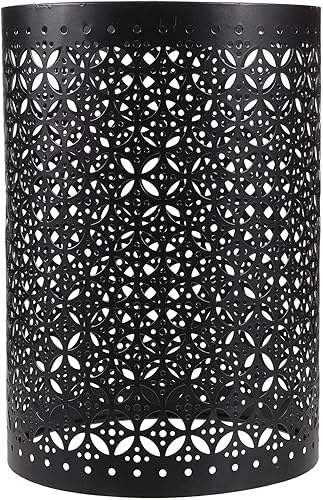 Miniatura 10 de Angoily Pantalla de lámpara cilíndrica de metal, pantalla de repuesto negra, cubierta de luz de tambor estrellado, pantalla de luz retro para