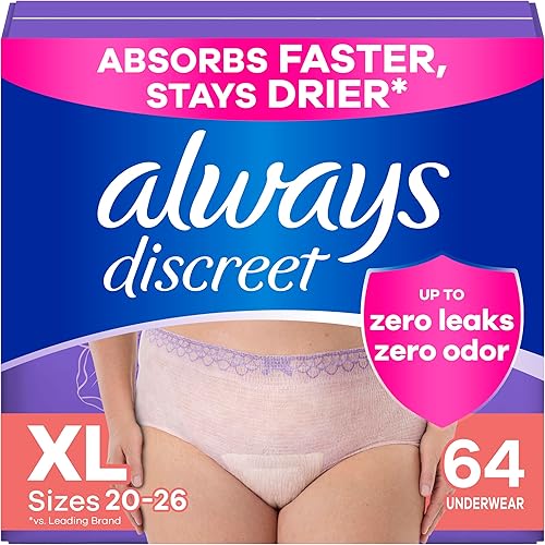 Miniatura 10 de Always Discreet Ropa interior para incontinencia y posparto para mujer corte clásico talla extra grande máxima absorción desechable 15 unidades