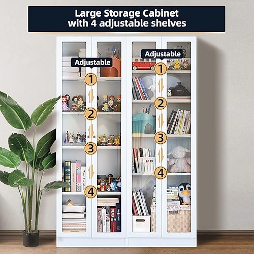 Miniatura 6 de Alvisyd Armario de almacenamiento de archivos de oficina de metal con 4 estantes ajustables para oficina en casa, sala de estar, sala de estudio,