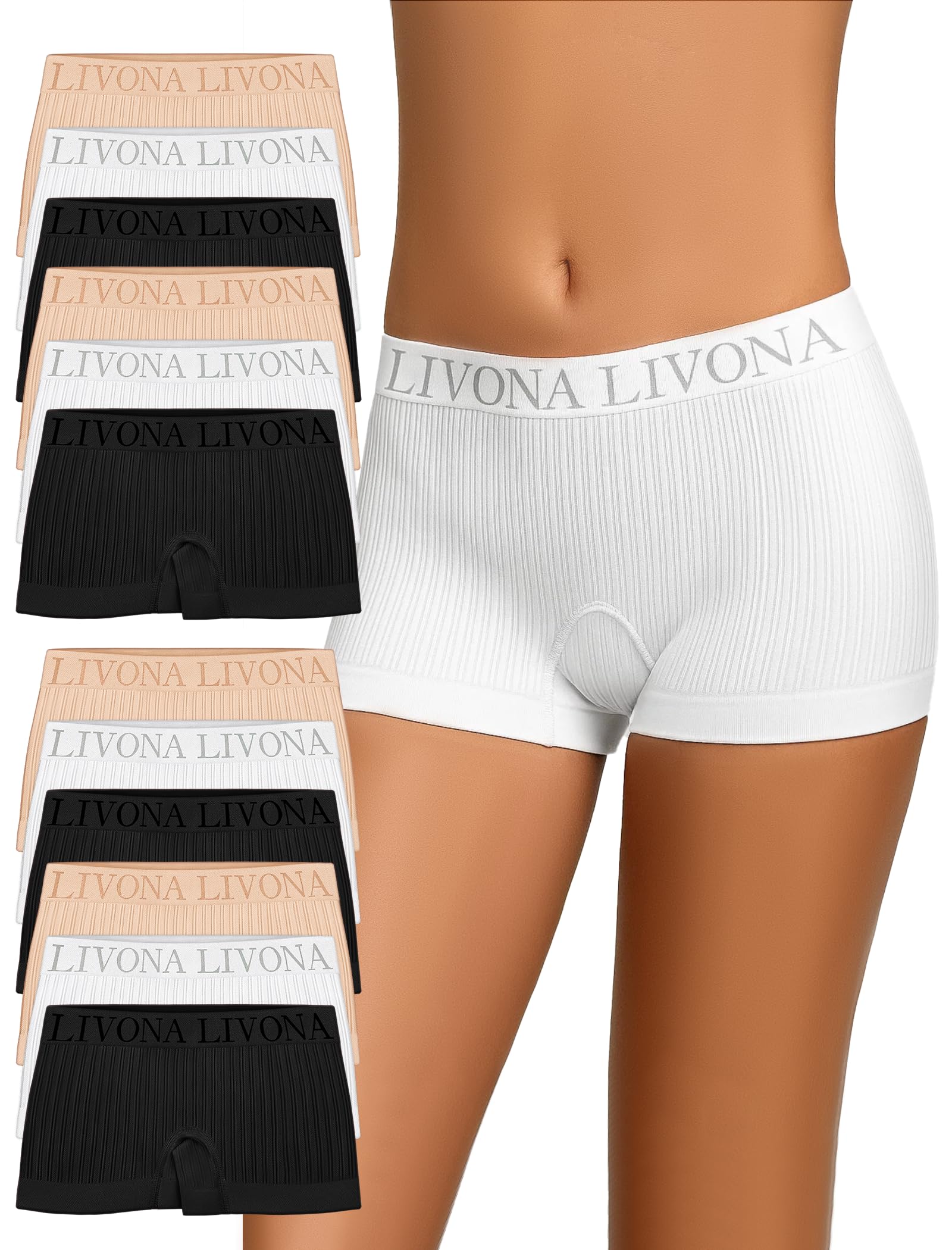 Livona Girls Seamless Boyshort Underwear Moisture-Wicking Kids Panties No-Ride Design