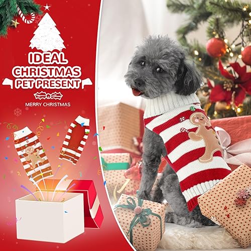 Miniatura 4 de PETCARE Disfraz de Navidad para perro, chaleco lindo de oso a rayas rojas, ropa cálida de invierno para perros pequeños, medianos y grandes, gatos,