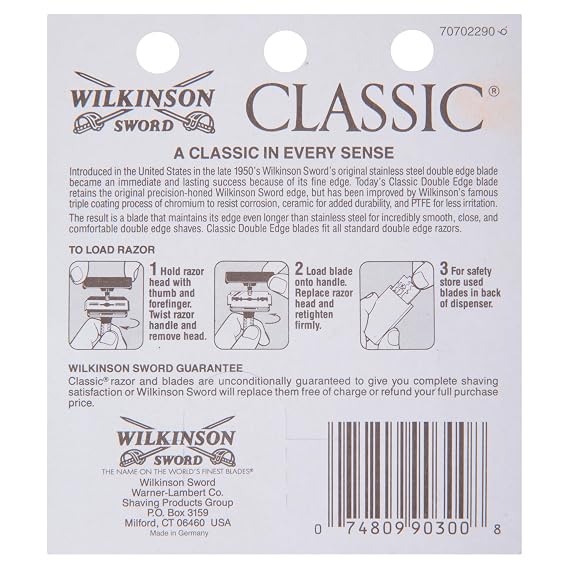 Wilkinson Sword Double Edge Mens Razor Blades Refills, 5ct