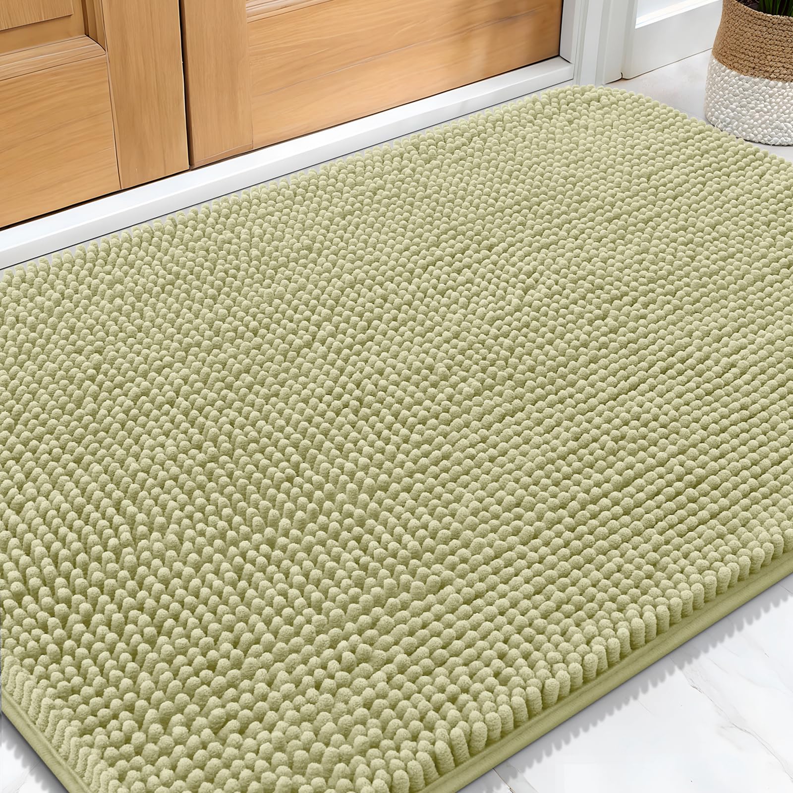 OLANLY Dog Door Mat for Muddy Paws 32x20, Super Absorbent Chenille Mud Mat