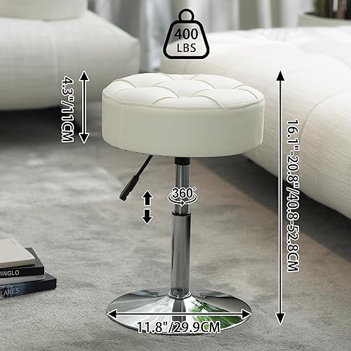 Miniatura 2 de Taburete de tocador blanco ajustable resistente al fuego, silla giratoria para sala de maquillaje, taburete pequeño para tocador, baño, sala de