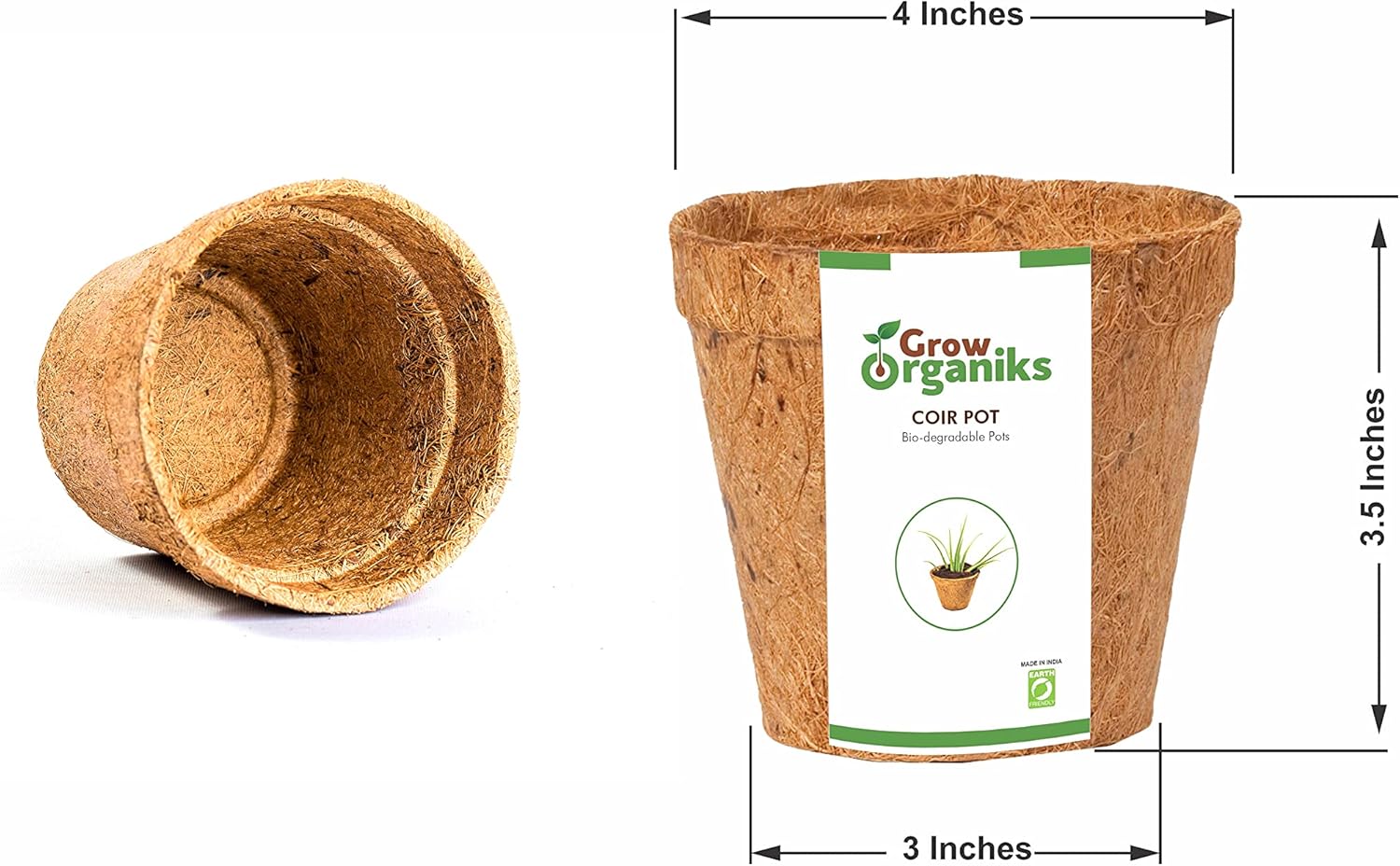 Grow Organiks Coco Coir Plant Pots (4 Inch, 12 Pack) - Image 3