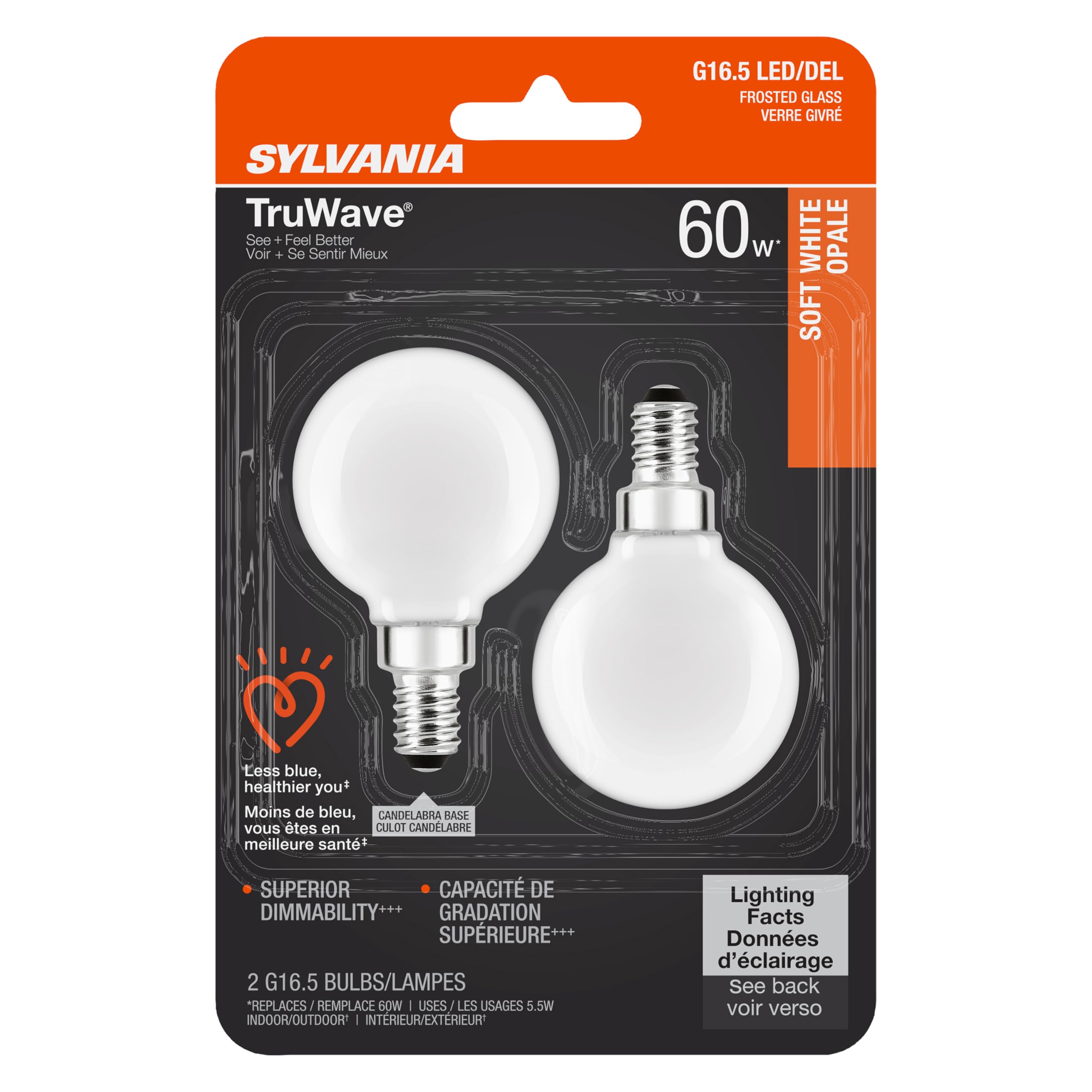 Sylvania LED TruWave Natural Series Decor G16.5 Light Bulb, 60W