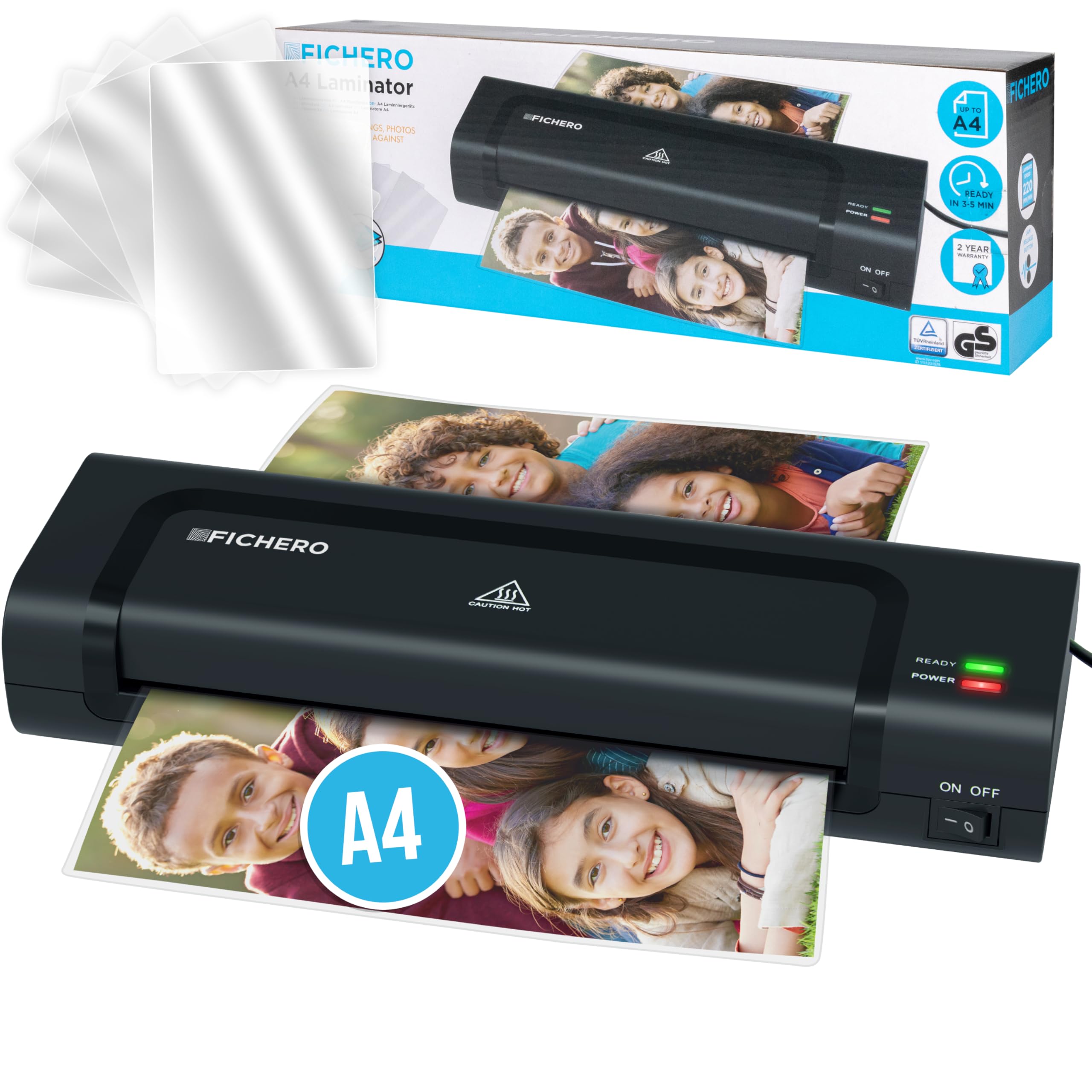 Silvergear Plastifieuse A4 A5 A6 Rapide avec 5 Films de Plastification pour Maison Bureau Ecole
