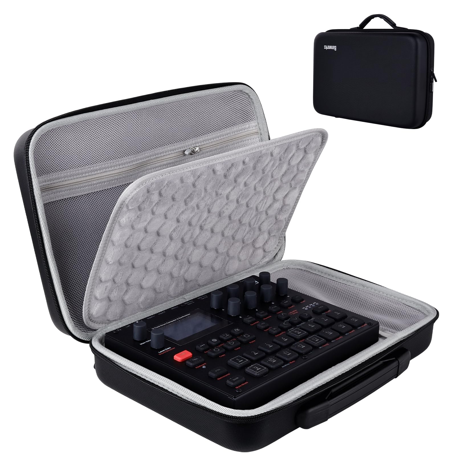Banworks PU-Hartschalenkoffer passgenau für Elektron Digitone/Digitone II/Digitakt/Digitakt II/Syntakt, Synthesizer/Sampler Storage & Carry Controller Bag JT/HCQSNB-04 (nur Hülle, 1 Stück)