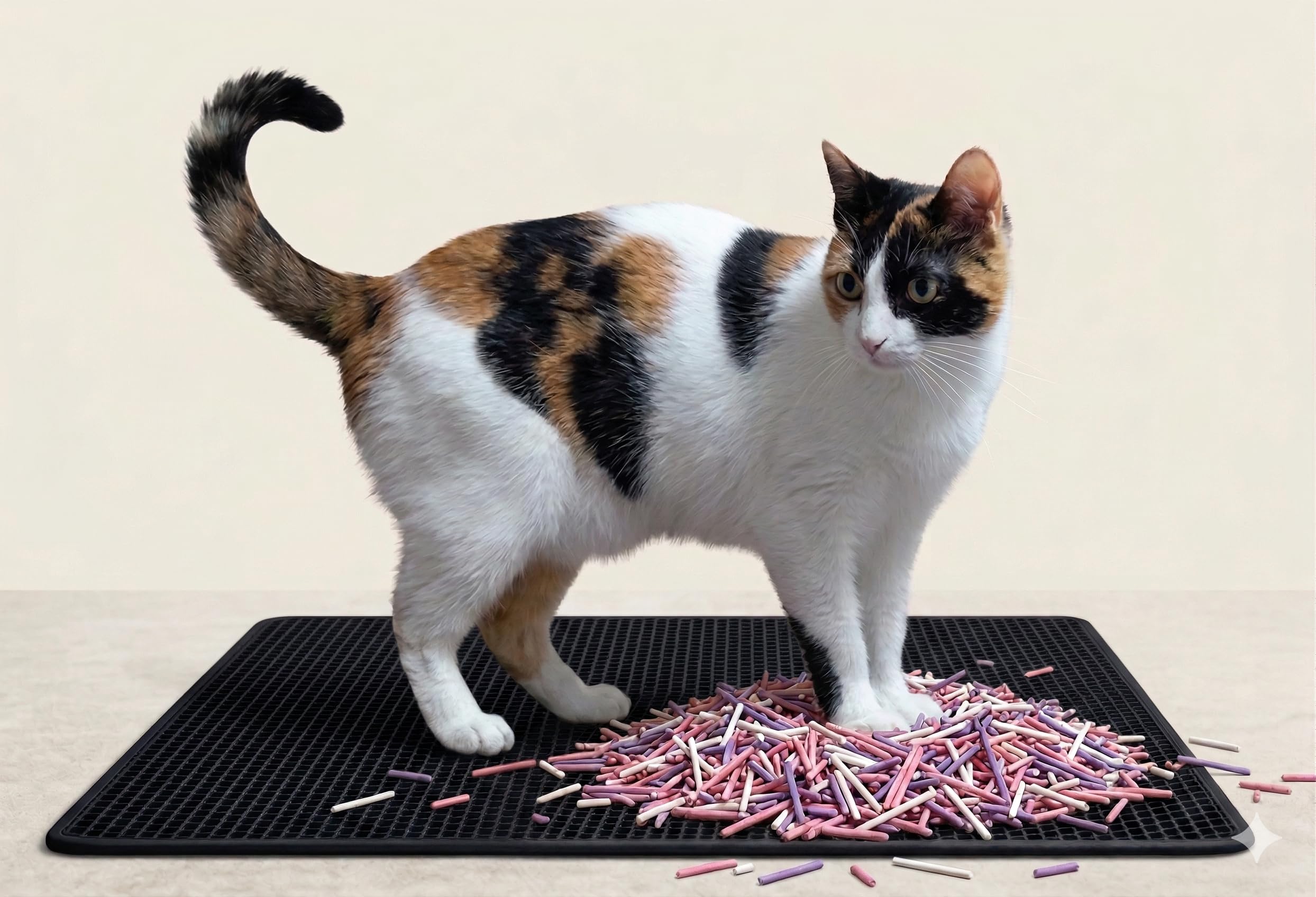 Arena de Tofu para Gatos - Pack de 4 Bolsas (Total 10 KG). Aglomerante. Libre de Polvo. Control de Olor, Biodegradable y Desechable por WC. Arena Vegetal Absorbente para Gatos. (Lavanda)