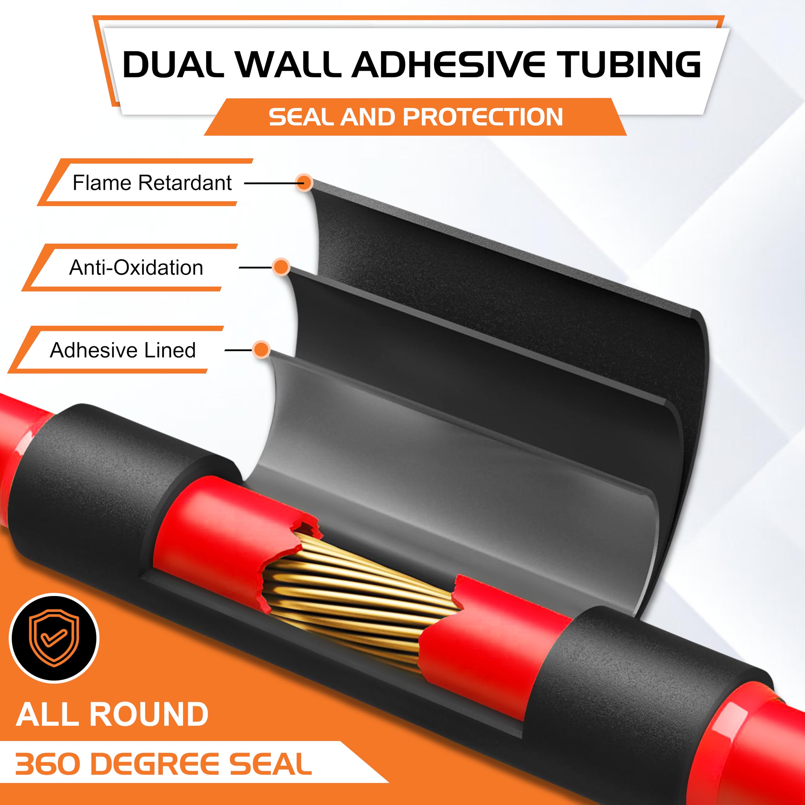 Amazon | HELIXAL 1.5インチ 熱収縮チューブ 3:1比 ワイヤー 熱収縮