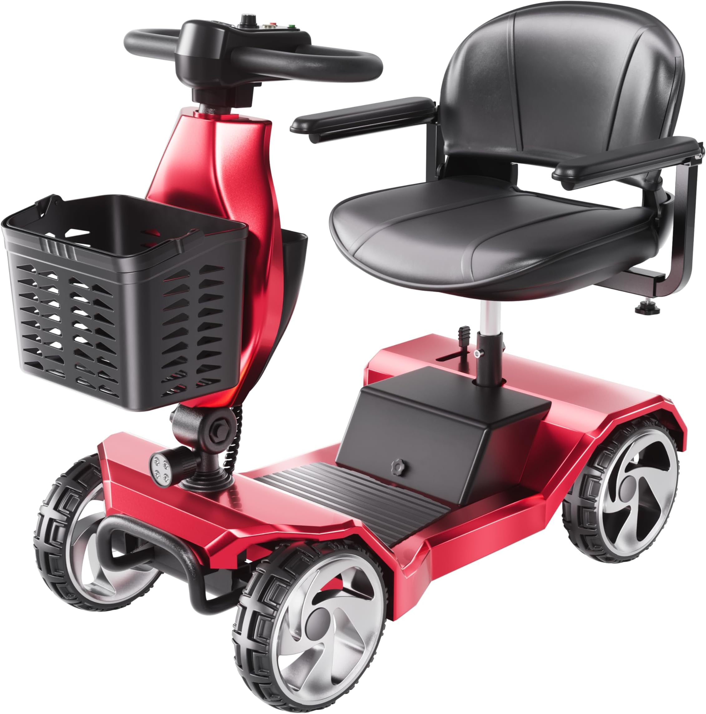 Foldable Mobility Scooters for Seniors, FSA&HSA Eligible, 330LBS Capacity 4 Wheel Lightweight Mobility Scooters for Adults, Powered Electric Mobility Scooters, Folding Travel Motorized Scooters-Red