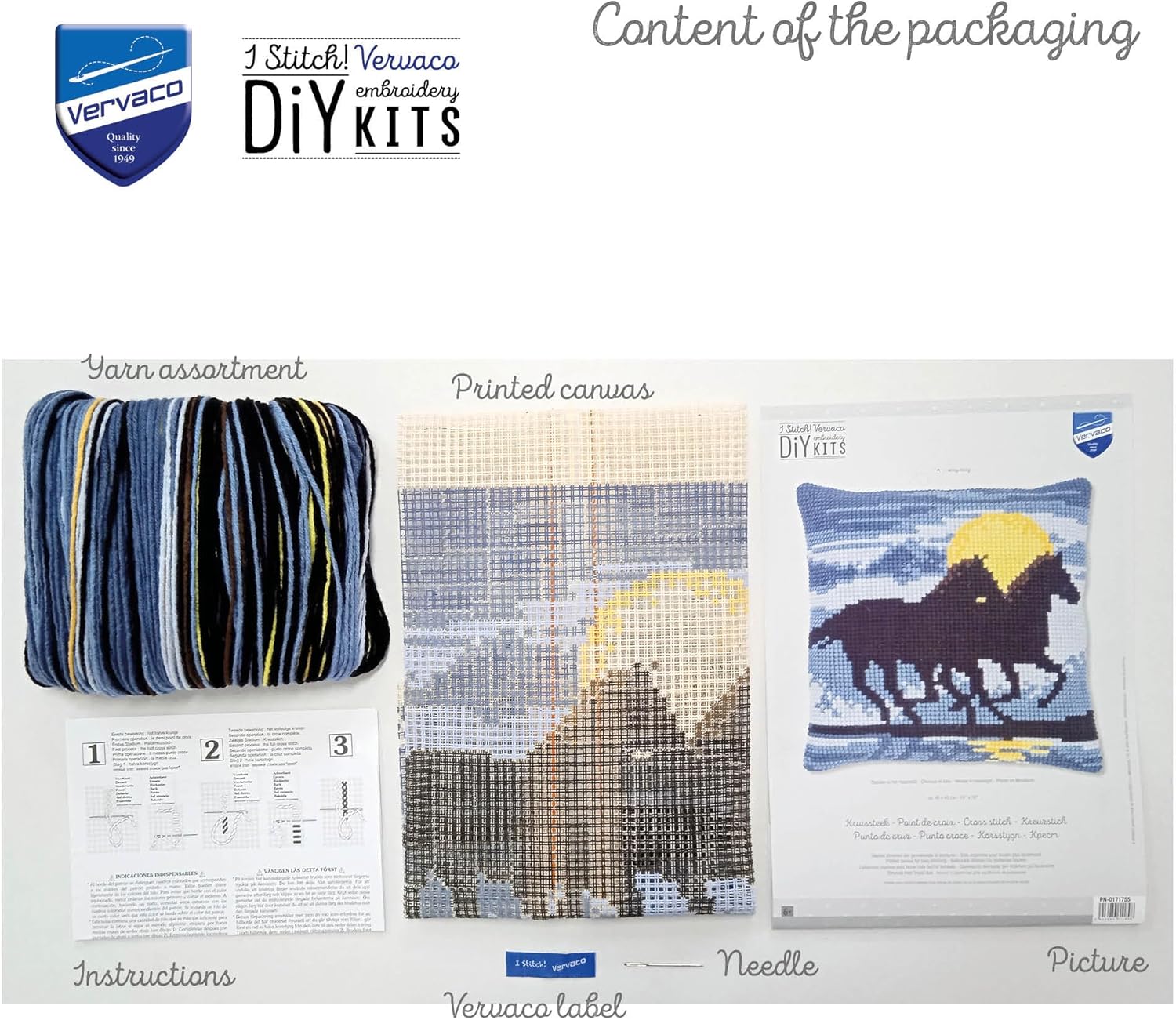 Vervaco Horses in Moonlight Pillow Cover Needlepoint Kit