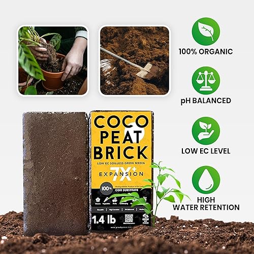 Miniatura 4 de Coco Coir 22.93 oz Brick - Ladrillo de turba de coco orgánico prémium para tierra de jardín y mezclas para macetas, mezclas de sustrato de fibra de