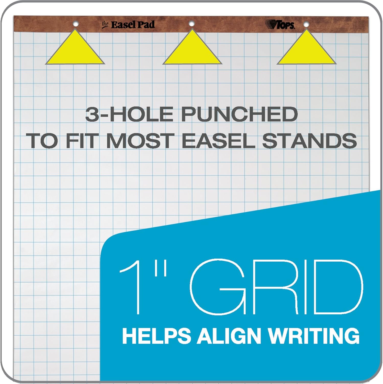 TOPS Easel Pad, 3-hole punched, white, 15 lb, plain white, 50 SH/PD, 2 per Carton (7903) : Flip Chart Pads : Office Products
