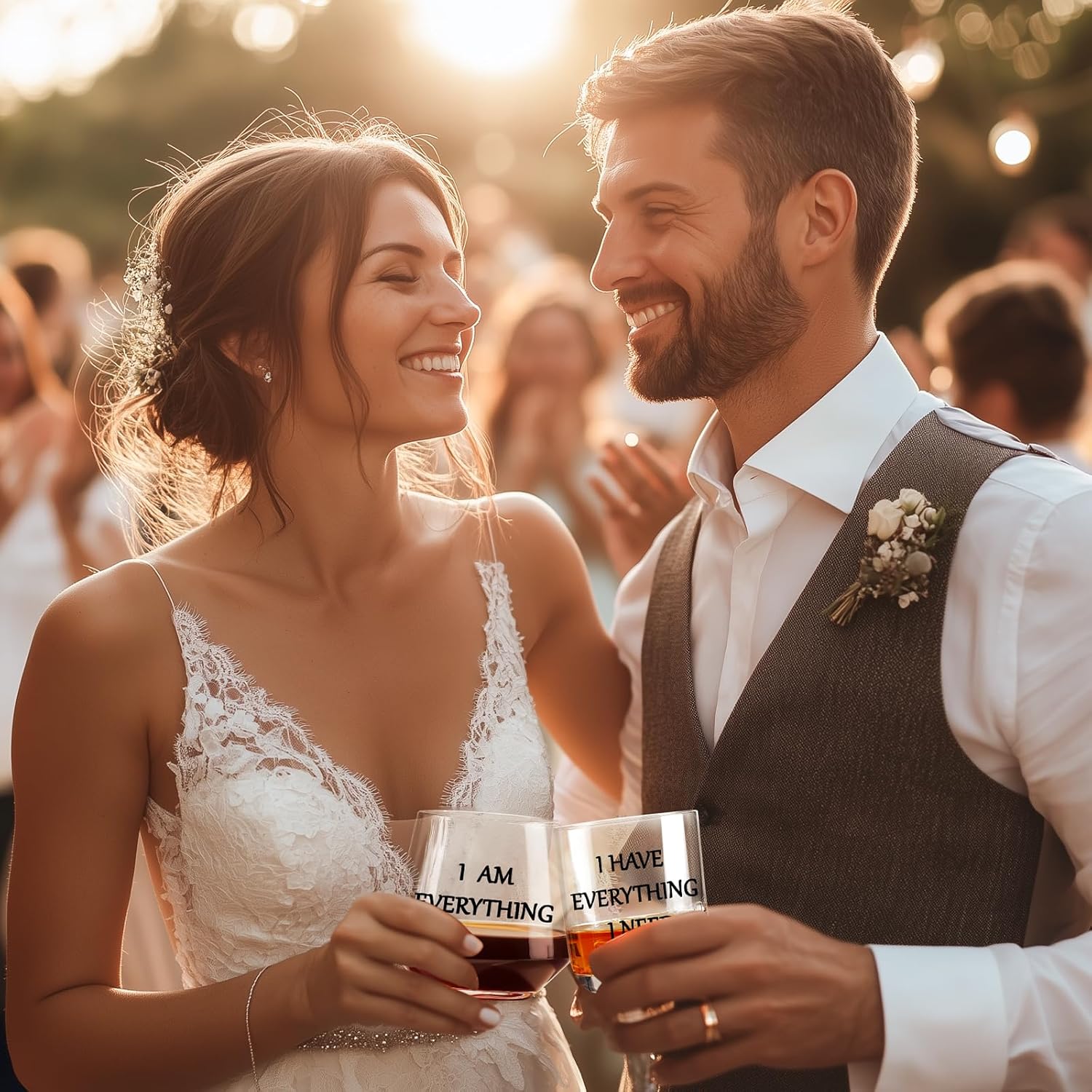 I Have Everything I Need I Am Everything Drinking Set of 2, Wooden Memory Box, Wedding Gifts for Couples, Bridal Shower Gifts, Mr and Mrs Gift, Engagement Couple Drinking Glass for Him Her