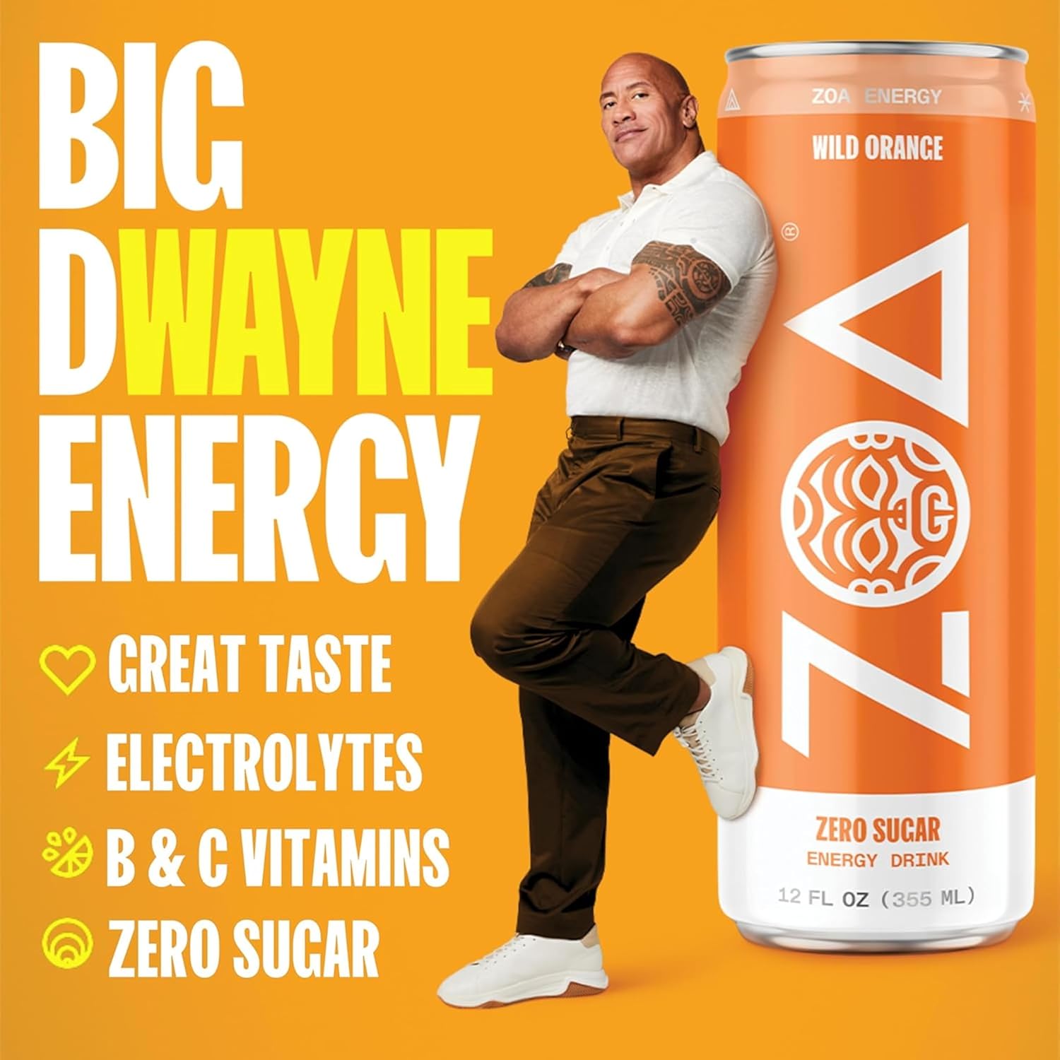ZOA Zero Sugar Energy Drinks - Wild Orange | Healthy Energy Formula with Natural Caffeine, Daily Vitamin C, Essential B-Vitamins | Gluten-Free, Keto Friendly | 12 Ounce Cans (Pack Of 12)