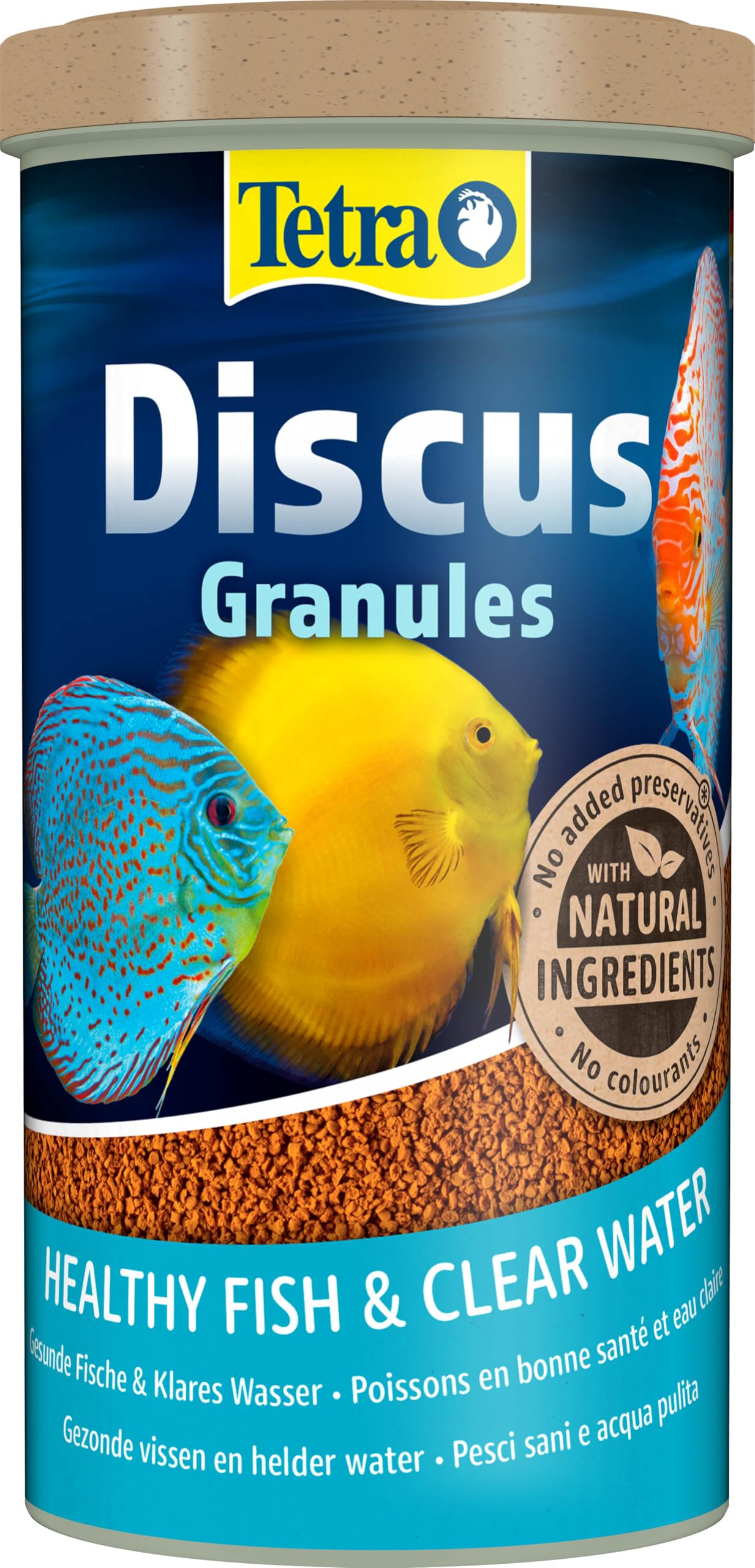 Tetra Discus Granules - alimento en forma de gránulos para todos los peces disco, favorece la salud, el color y el crecimiento, lata de 1L