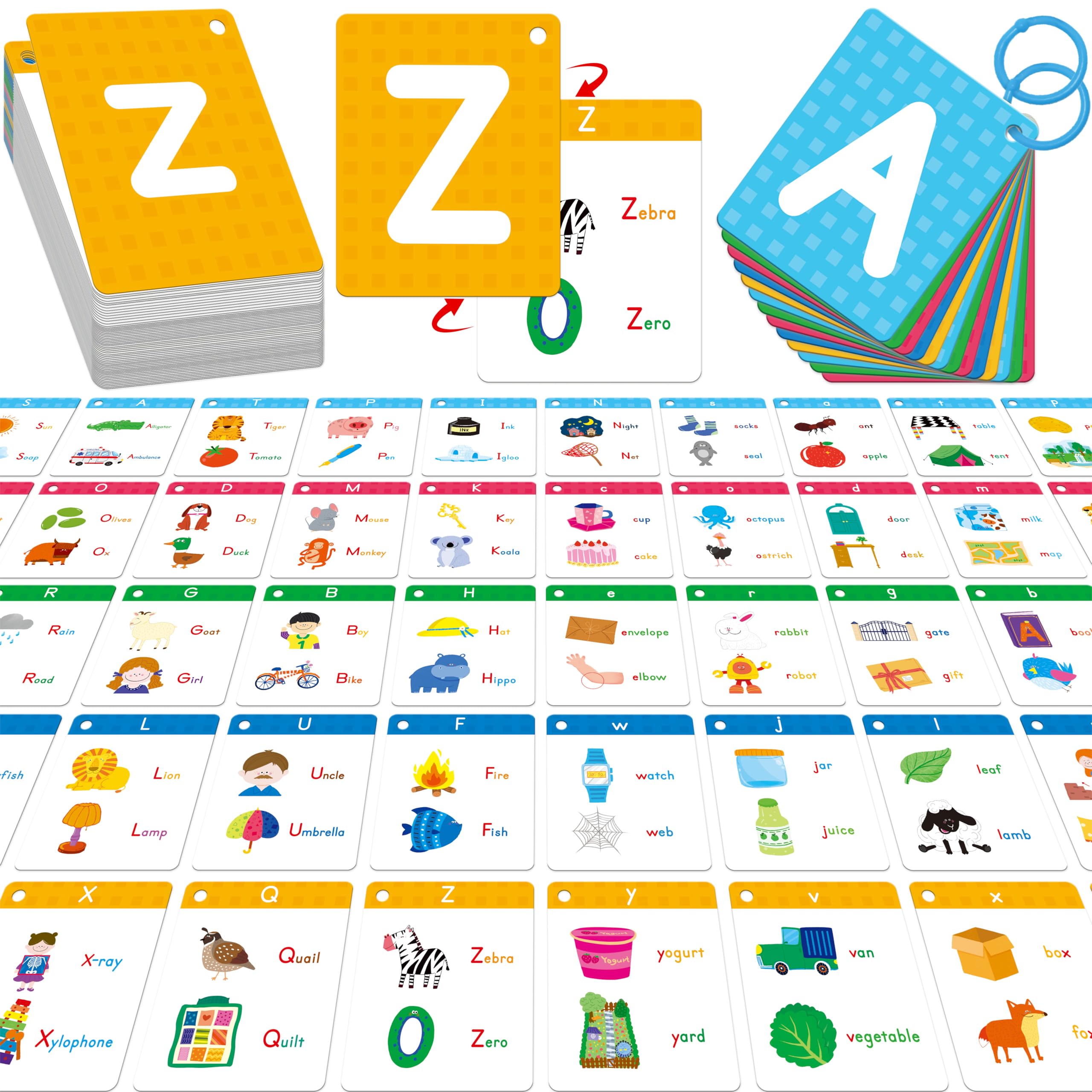 Alphabet Flash Cards, 52 Lowercase & Uppercase Letter Cards Jumbo Size Letter Sounds Flashcards Letter Recognition Learning for Kids, Toddlers, Classroom, Preschool, Kindergarten