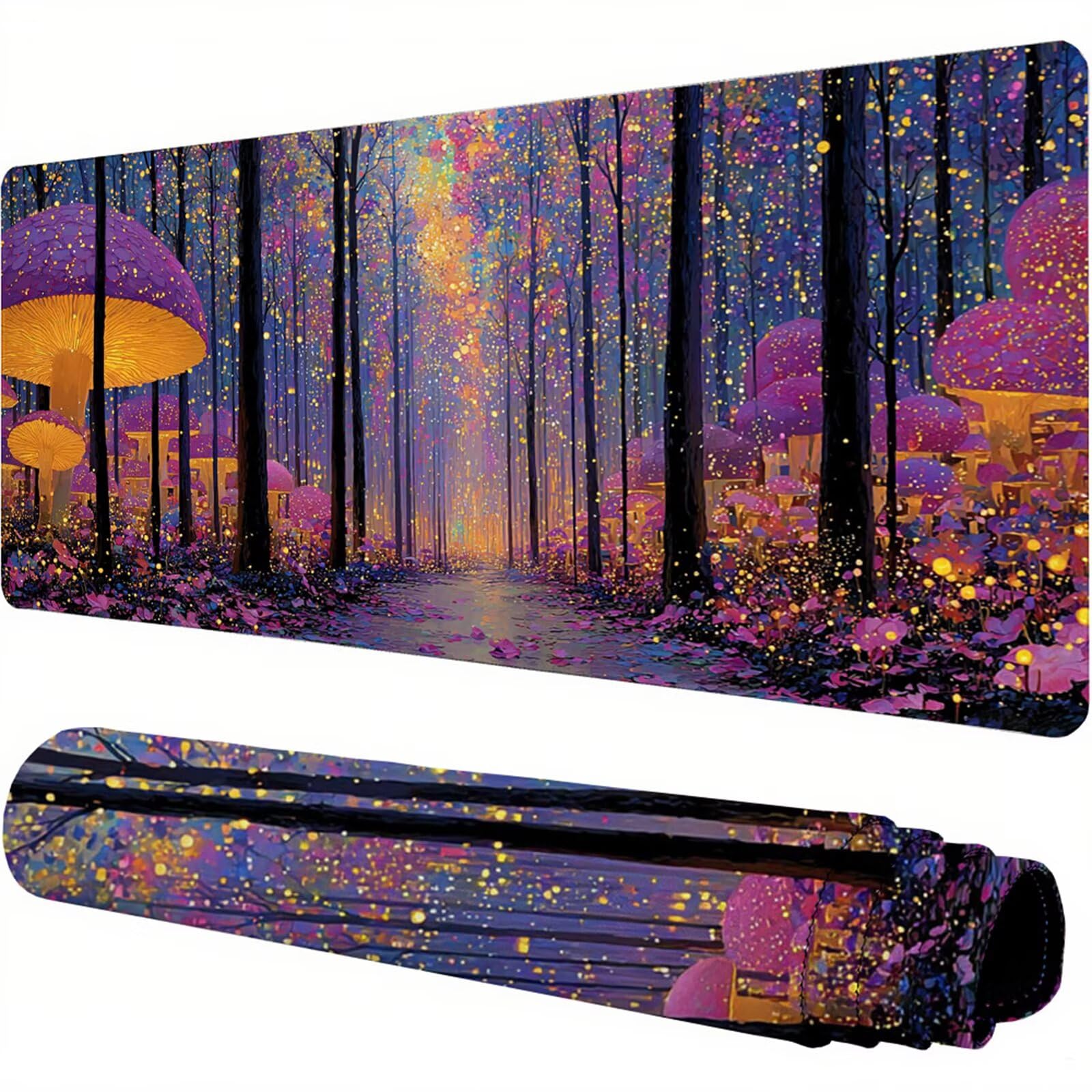 Fioletowa podkładka pod mysz XXL 1600 x 800 x 3 mm sen pod biurko akcesoria antypoślizgowa gumowa podstawa i zszyte krawędzie podkładka pod mysz dla graczy do dekoracji biura dekoracyjnego, prezenty