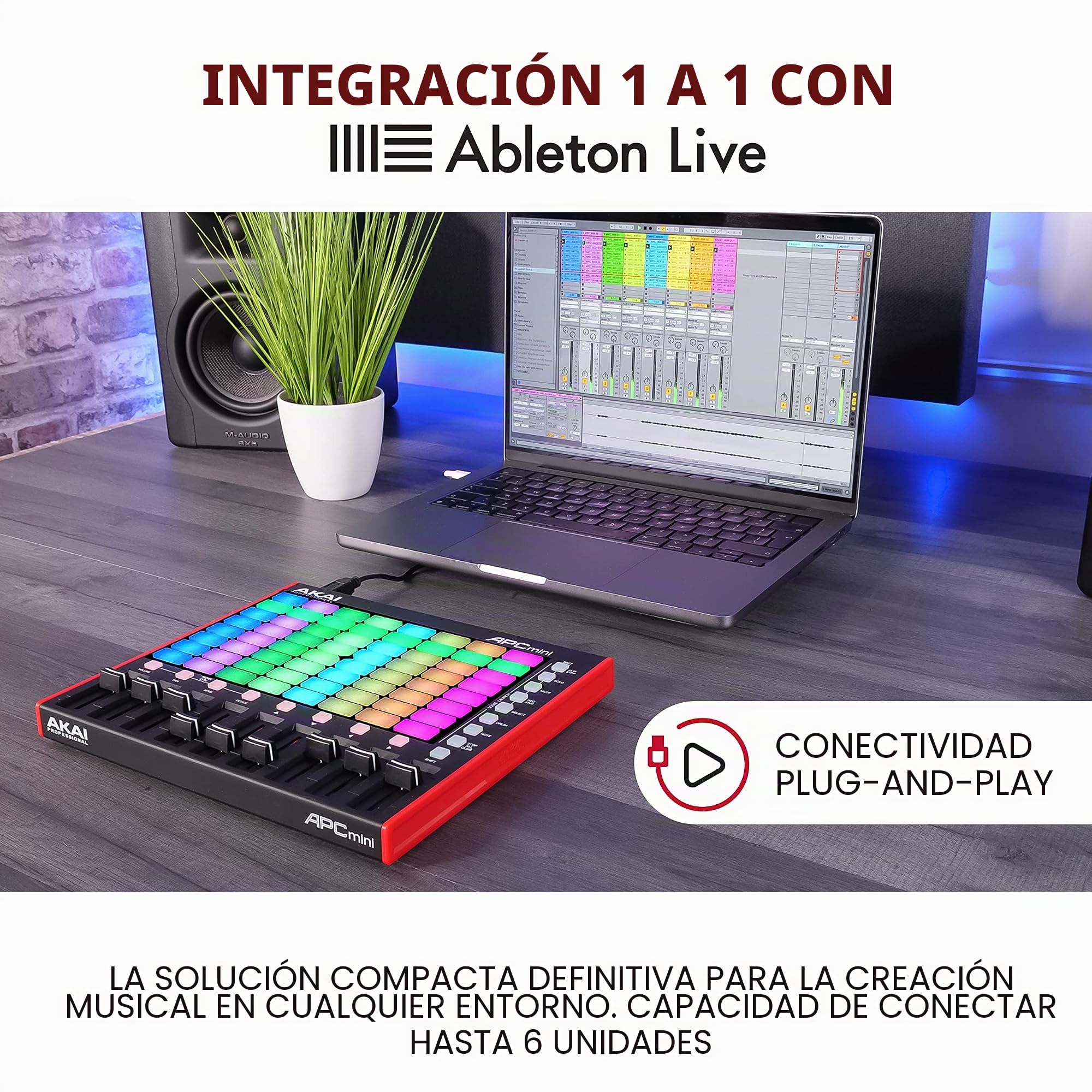 Akai Professional APC Mini MK2, Controlador MIDI USB para Lanzar Clips con Ableton Live, 64 Pads & Professional MPK Mini MK3 - Teclado Controlador MIDI USB de 25 Teclas con 8 Drum Pads
