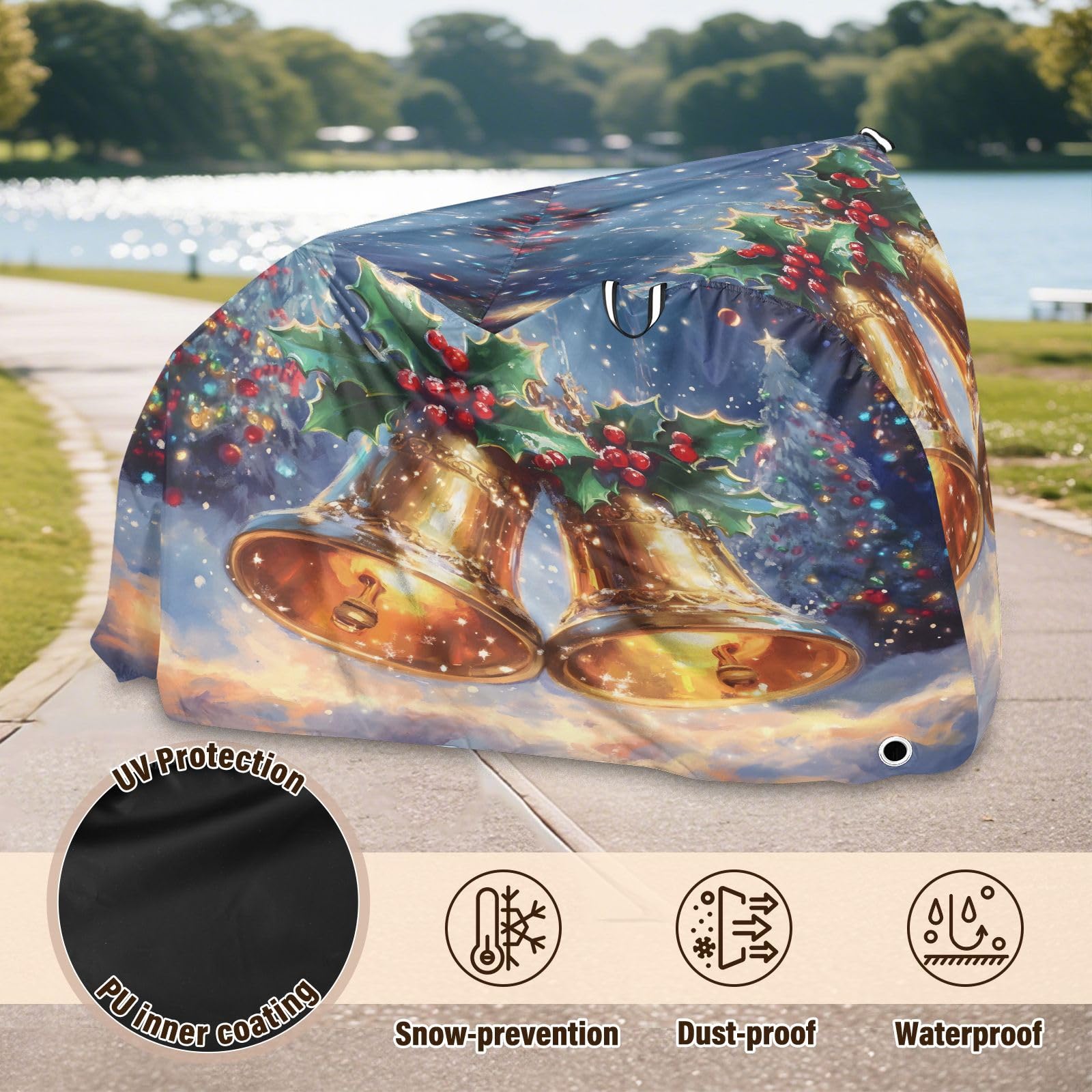 Pokrowiec na rower, wodoodporny, outdoorowy, rowerowy, motorower, wytrzymały, wiatroszczelny, ochrona przed słońcem, do roweru górskiego, szosowego, akwarelowego dzwonka