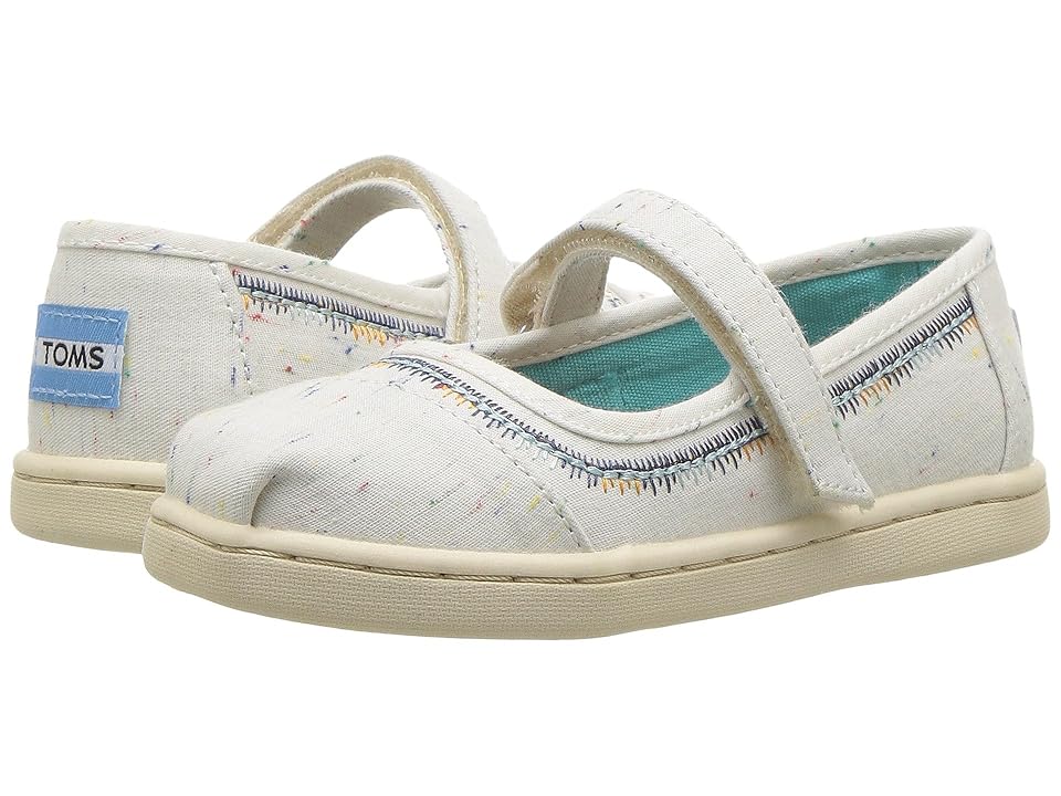 

TOMS Kids Mary Jane (Infant/Toddler/Little Kid) (Birch Multi Fleck/Embroidery) Girls Shoes, White
