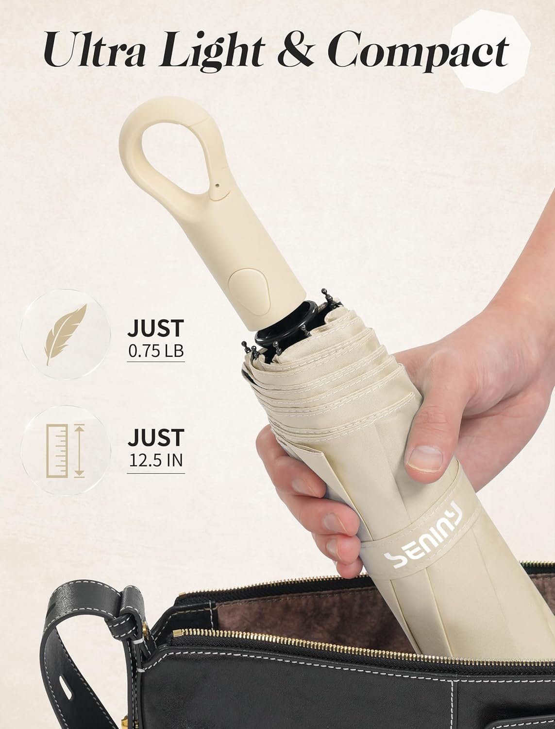 Seniny Umbrellas for Rain with Ring Buckle - Travel Umbrella Compact for Backpack, Car, Walking, Automatic UV Umbrella for Sun Protection, Small Portable & Folding Umbrellas for Windproof, Women Kids - Image 4