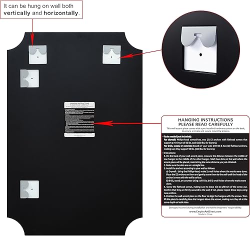 Miniatura 7 de Empire Art Direct Espejo de pared moderno prisma sin marco, borde biselado de 1 pulgada, listo para colgar, para baño, tocador, dormitorio, 24 x 36
