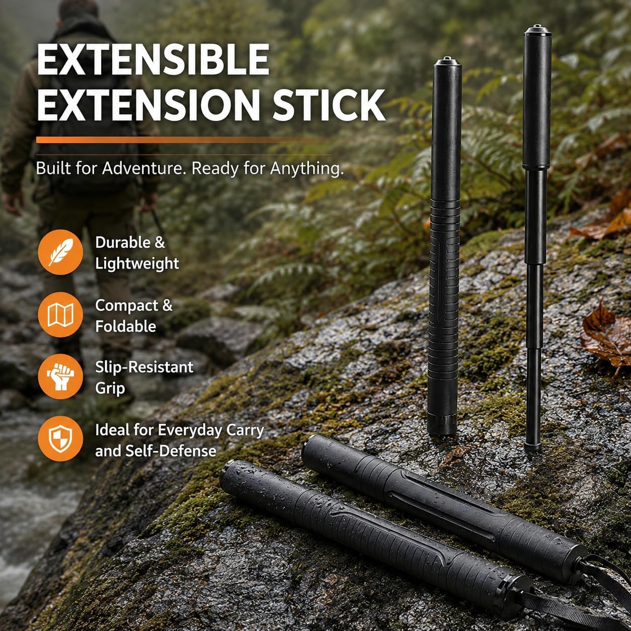 Taille Extensible multifonctionnelle, Noir, avec Sac en Nylon, poignée antidérapante