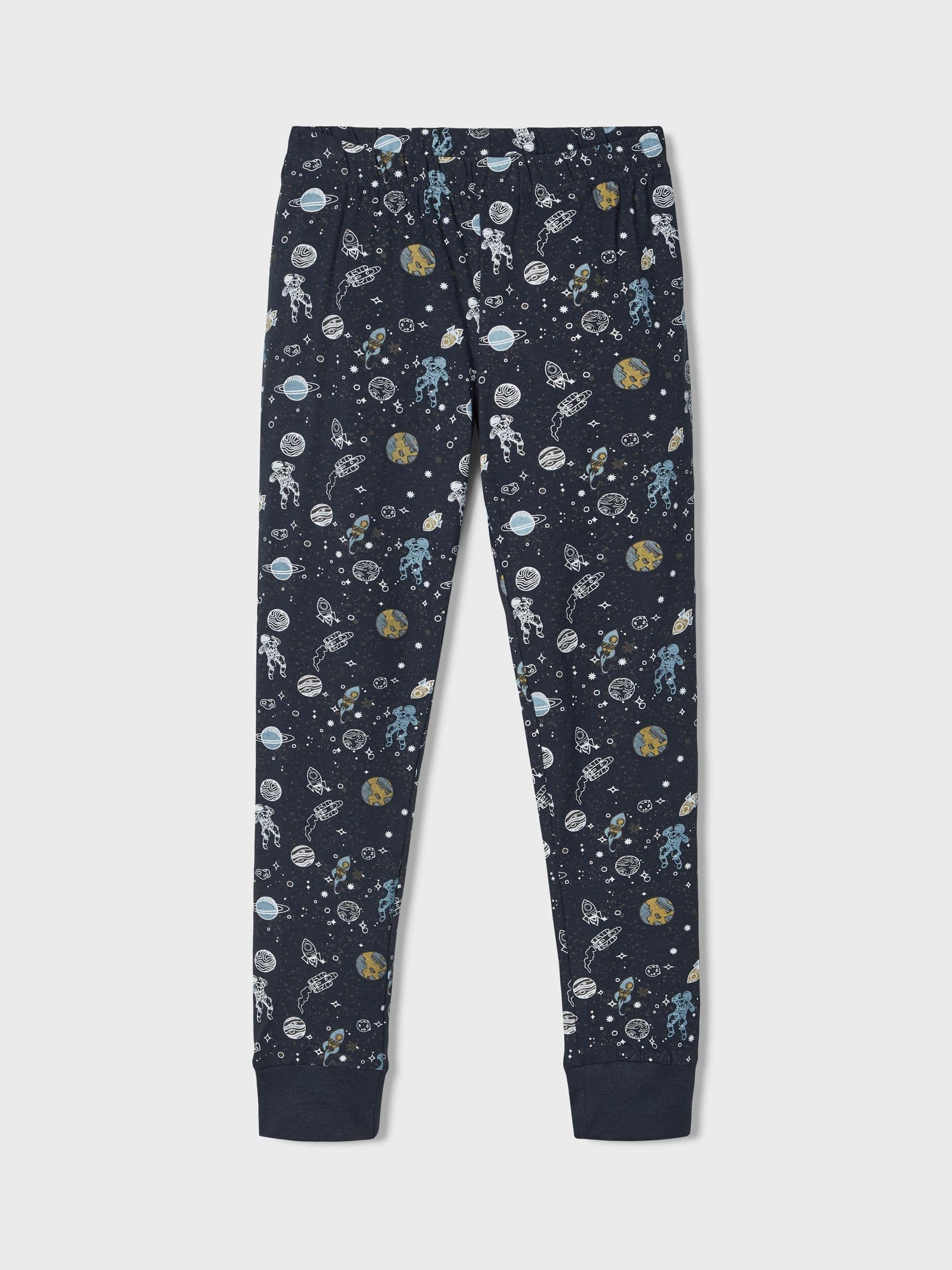 NAME IT Zestaw piżamowy chłopięcy Nkmnightset Dark Sapphire Space Noos, Dark Sapphire, 98-104