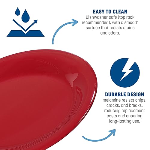 Miniatura 2 de Platos ovalados Carlisle Sierrus de melamine para servircenar, Rojo, 12
