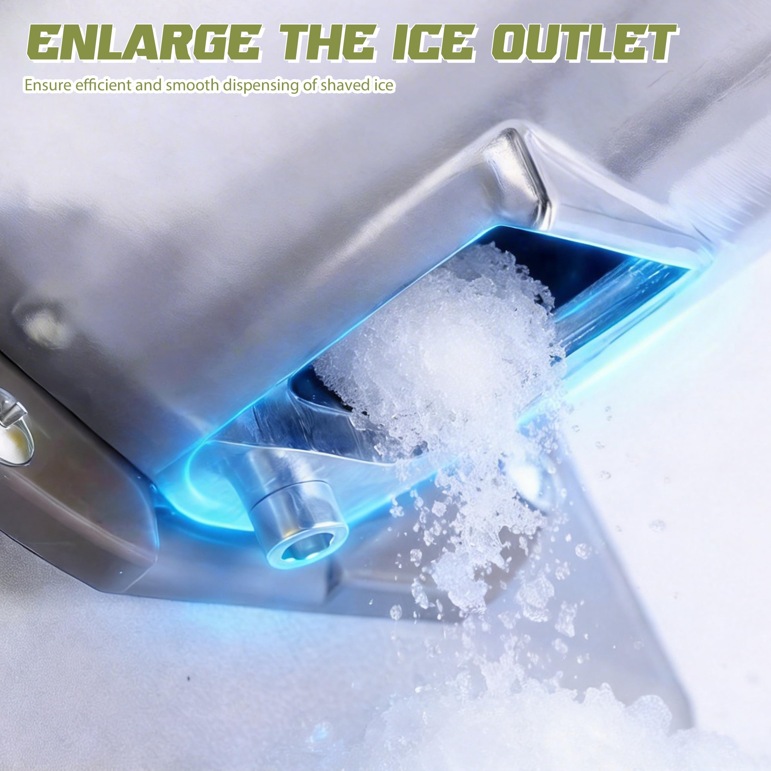 Broyeur à Glace électrique, Broyeur à Glace en Acier Inoxydable avec 8 Lames et d'un bol, 65 kg/h-Double Couvercl, Idéal pour la Préparation de Smoothies, Boissons Fraîches et Thés au Lait