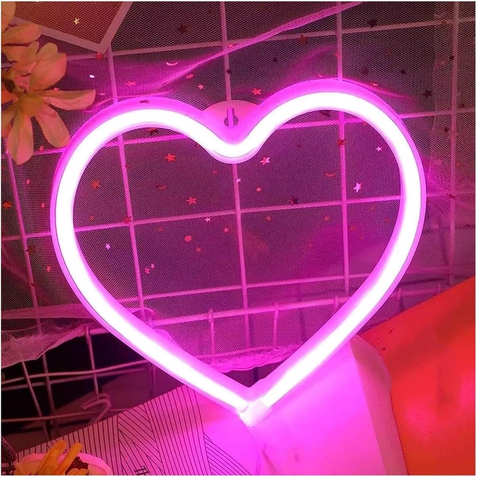 Regalo creativo per insegne al neon Lampada da atmosfera rilassante a forma di cuore, insegna al per neon con luce per camera letto, soggiorno, casa, festa(C)