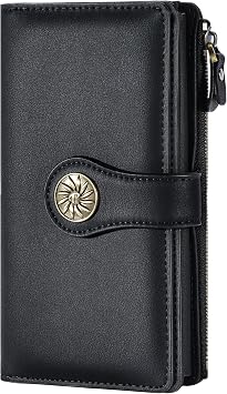 Travelambo Womens Wallet RFID Blocking Trifold Clutch Large Capacity Credit Card Holder Travel Purse