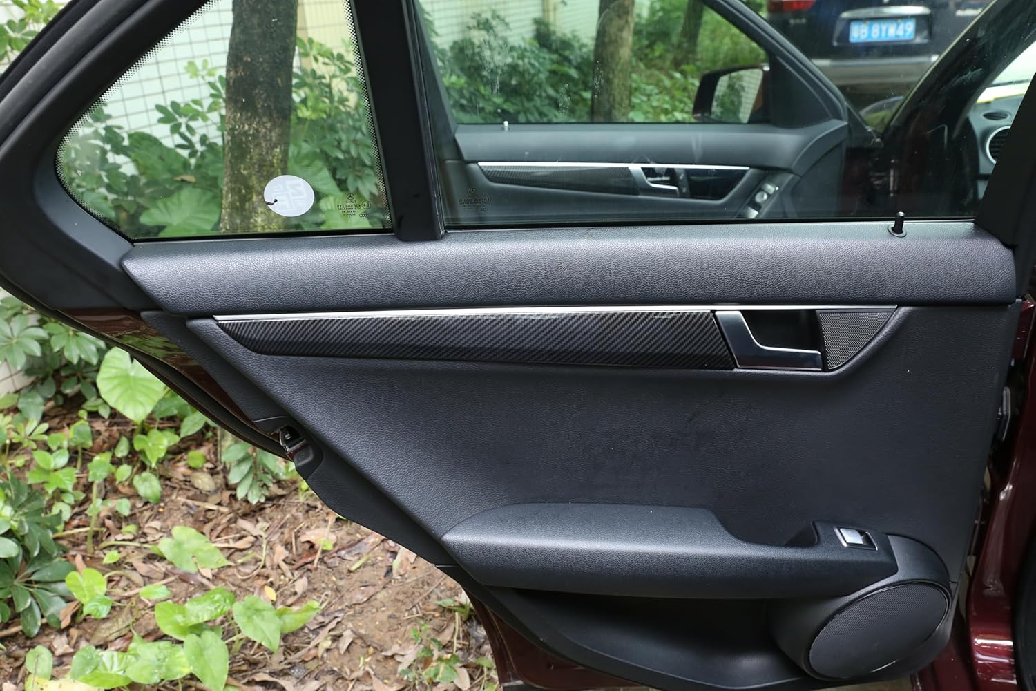 4PCS Door Panel Decor Trim Cover Compatible with Mercedes Benz C Class W204 2008-2013 Inner Door Panel Armrest Cover Decoration Sticker Interior Accessories (Carbon Fiber Pattern)