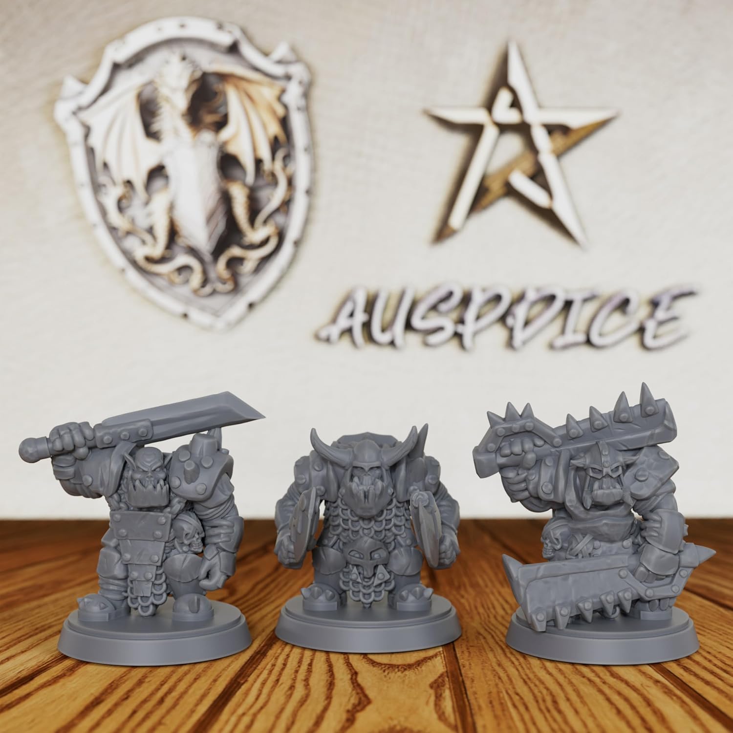 Gothic Heavy Armored Orc Squad - 3pc Unpainted 28mm Scale Brutal Warrior Figures for Tabletop Gaming, Fantasy Grunt Minis Figurine for TTRPGs - Ork Warriors (AS538)