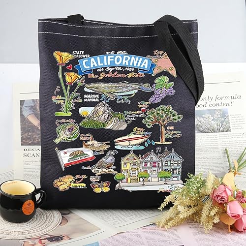 Miniatura 4 de Bolsa de mano de California Regalos de recuerdo de California, bolsa de hombro del estado de California, bolsa de comestibles retro para regalos de
